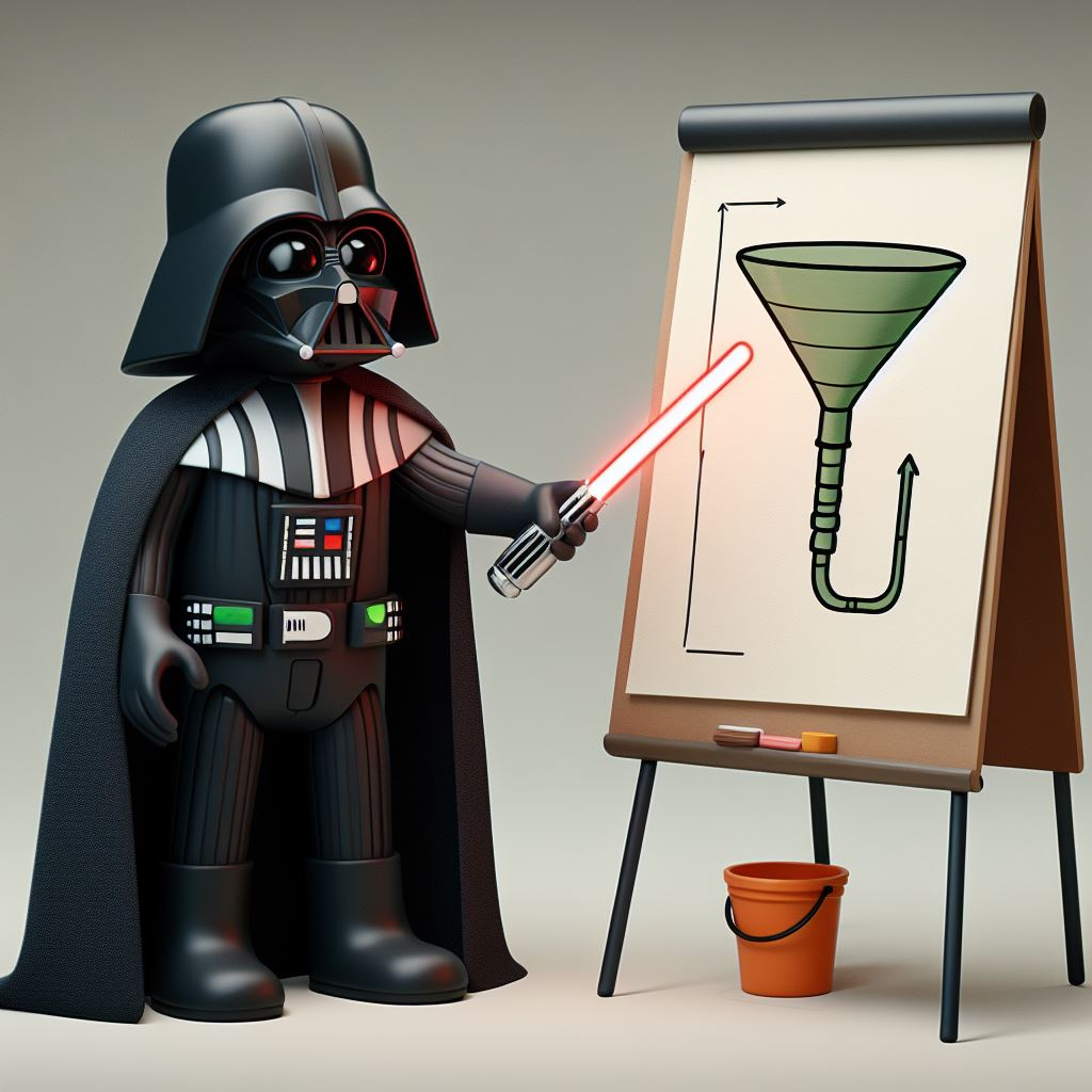 Darth Vadar presenting with a light sabre